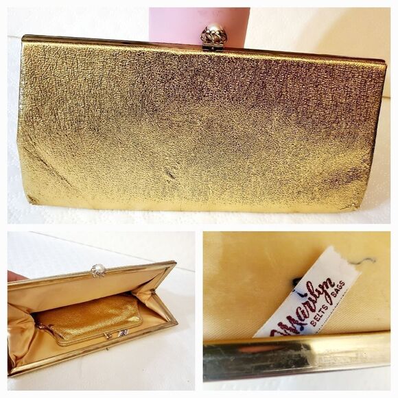 Marylin Belts & Bags VTG Golden Foil 1950's Evening Clutch Bag - Picture 1 of 12